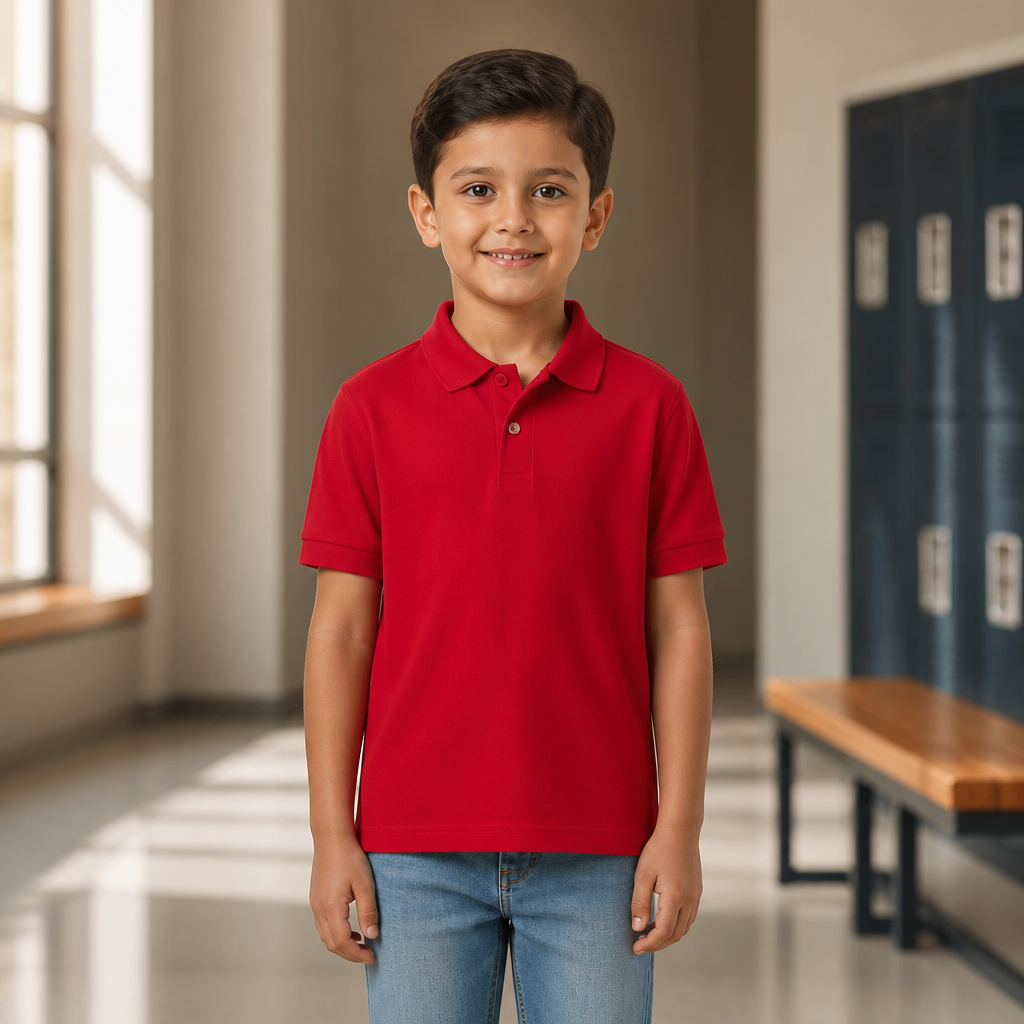 Dry blend Jersey Knit Polo Shirt- Red