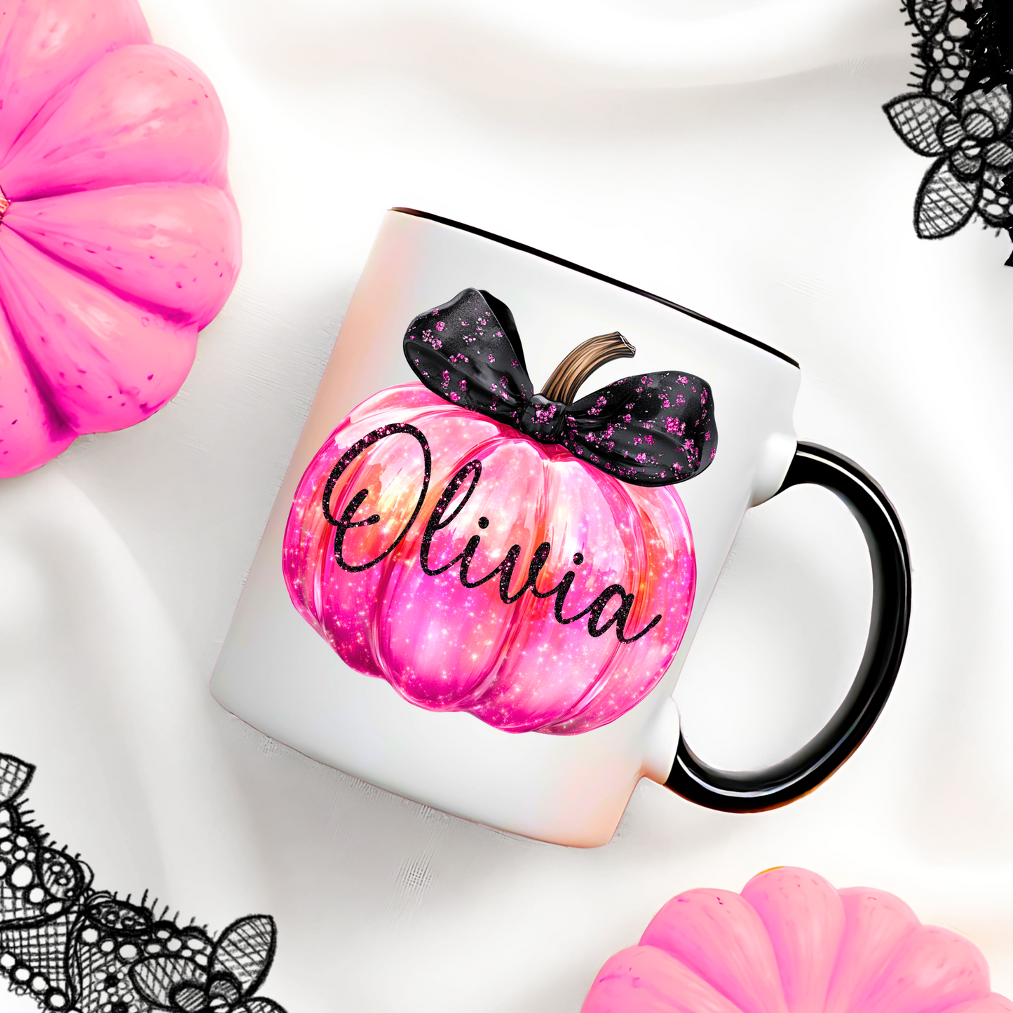 Halloween mug pink pumpkin