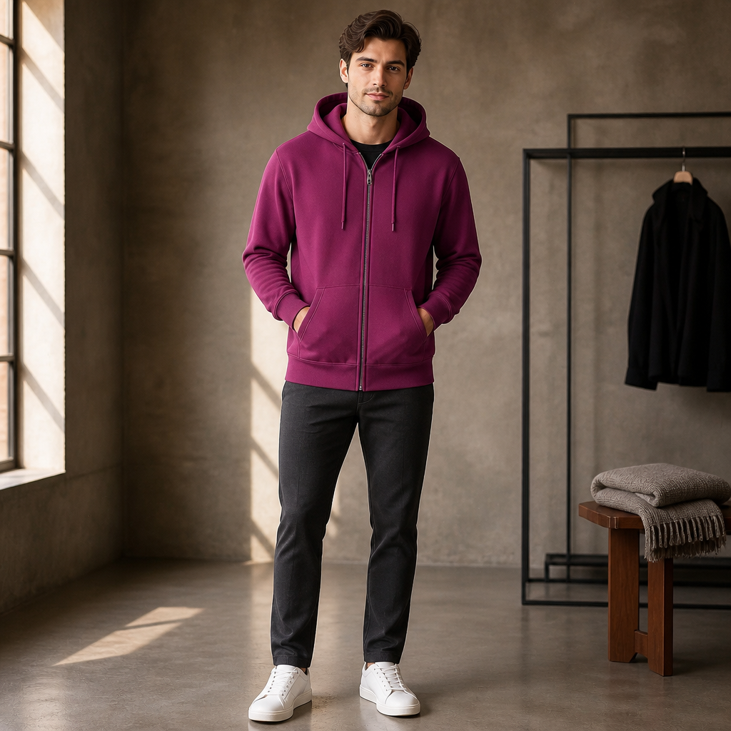 Soft Style Midweight Fleece Full Zip Hoodie